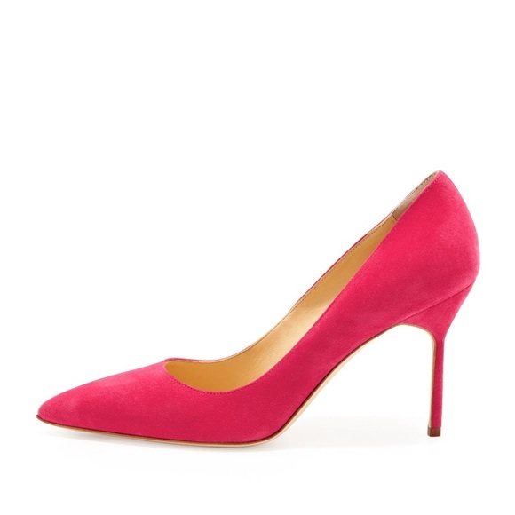Manolo Blahnik / BB 90 Pumps Barbie Hot Pink Suede fuchsia Leather 40 10 - Picture 1 of 8